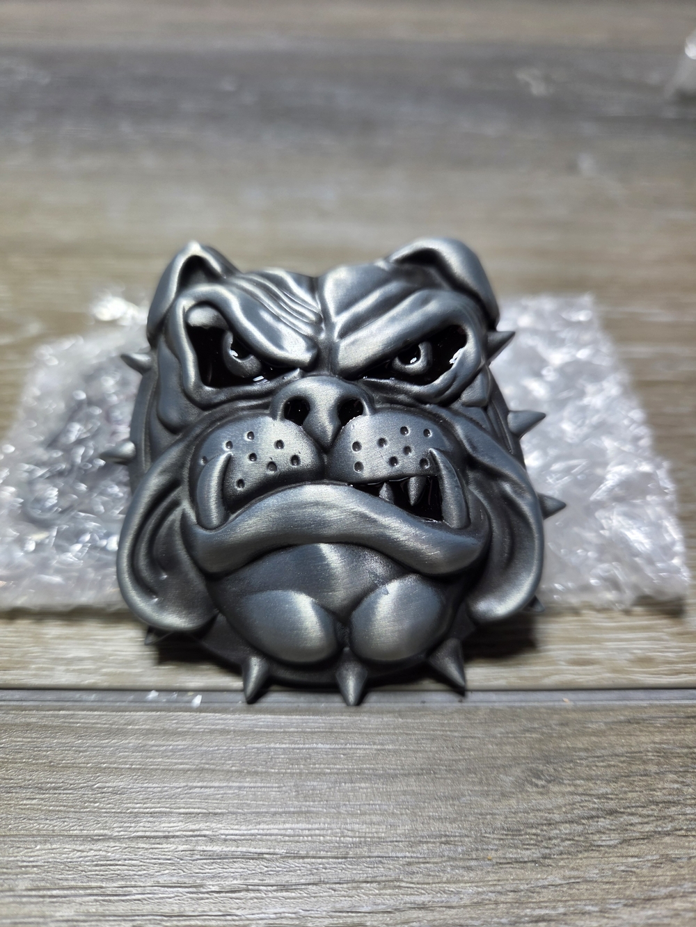 Angry Bulldog Head Spiked Collar Black Metal Belt Buckle